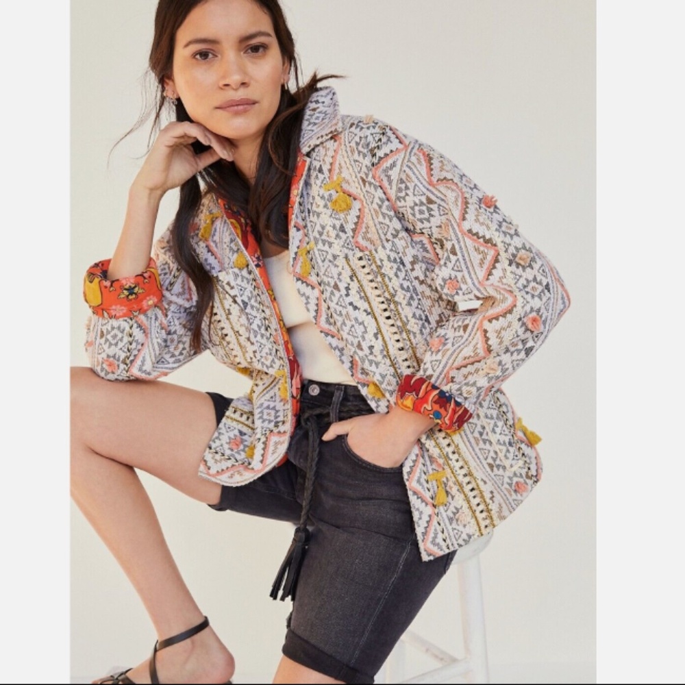 Anthropologie VERB Kellianne Tassel Shirt Jacket Small